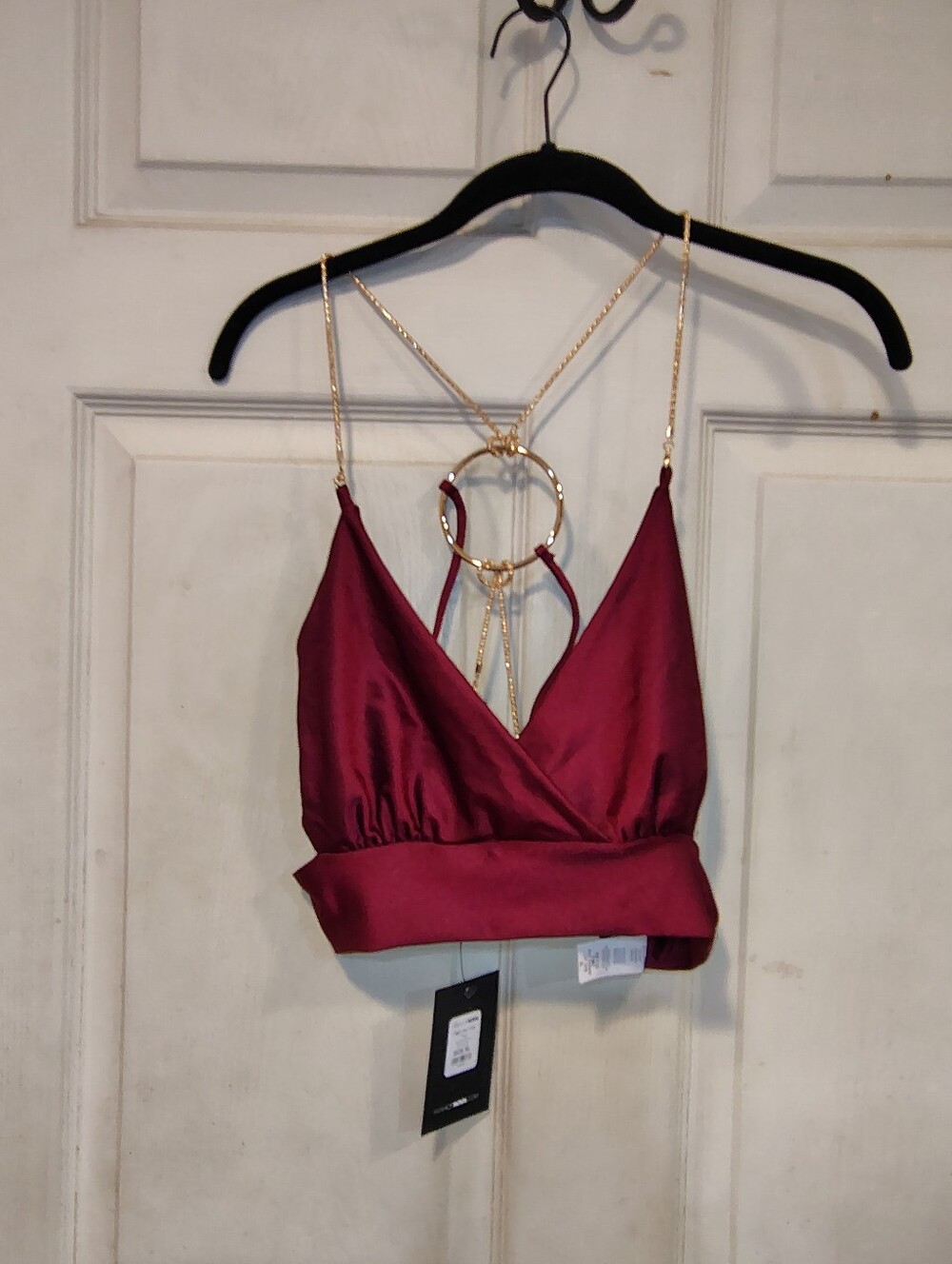 NWT Fashion Nova Women's Size XL Burgundy Halter Top